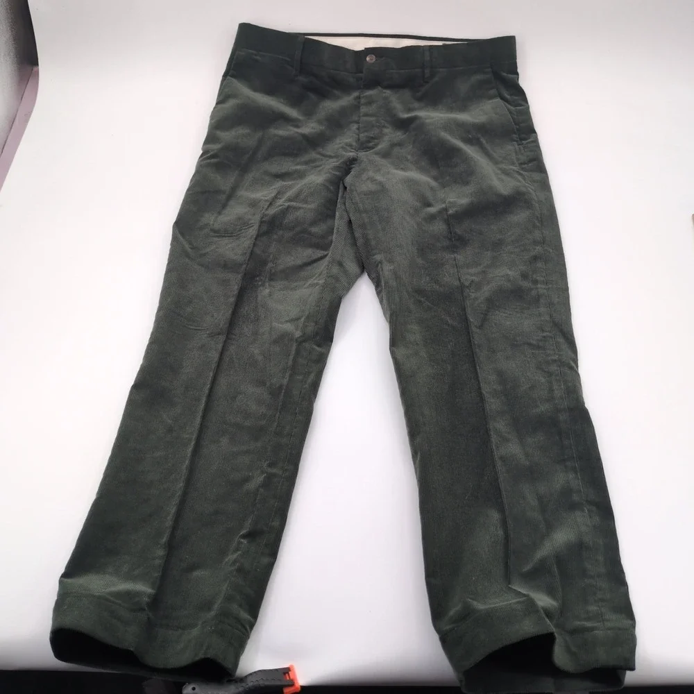 Polo Ralph Lauren Corduroy Pants Mens 36x30 Olive Green Flat Front Straight Leg